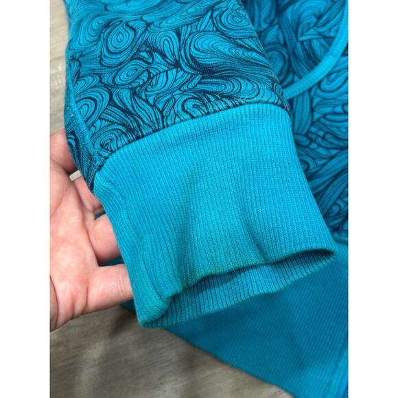 Rare Lululemon Womens Blue Turquoise Paisley Print Scuba Hoodie Jacket Size 10 - Picture 8 of 14